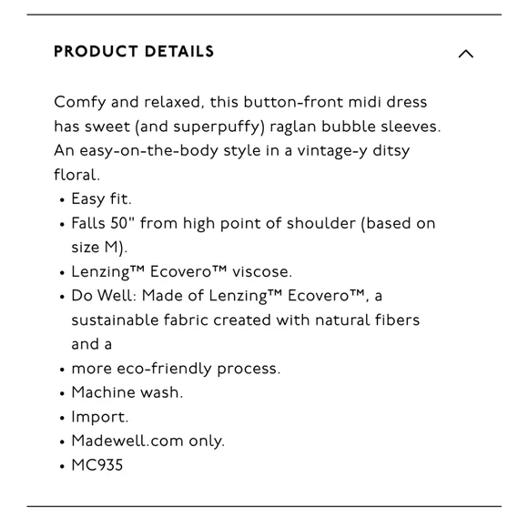Madewell Bubble-Sleeve Button-Front Midi Dress in Adorable Ditsy / SMALL (OBO) - Picture 11 of 12